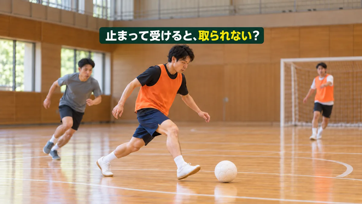 フットサルのボールアタックとは｜ボールを迎えに行って受ける位置を変える。初心者は利き足からでいい